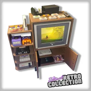 Ultimate Retro Collection - Gamer's bundle with 7 Mini Consoles, Custom TV Images & More, TV Lights UP!