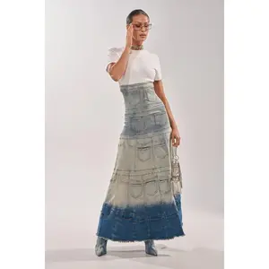 DENIM ON DENIM LAYERED MAXI DRESS