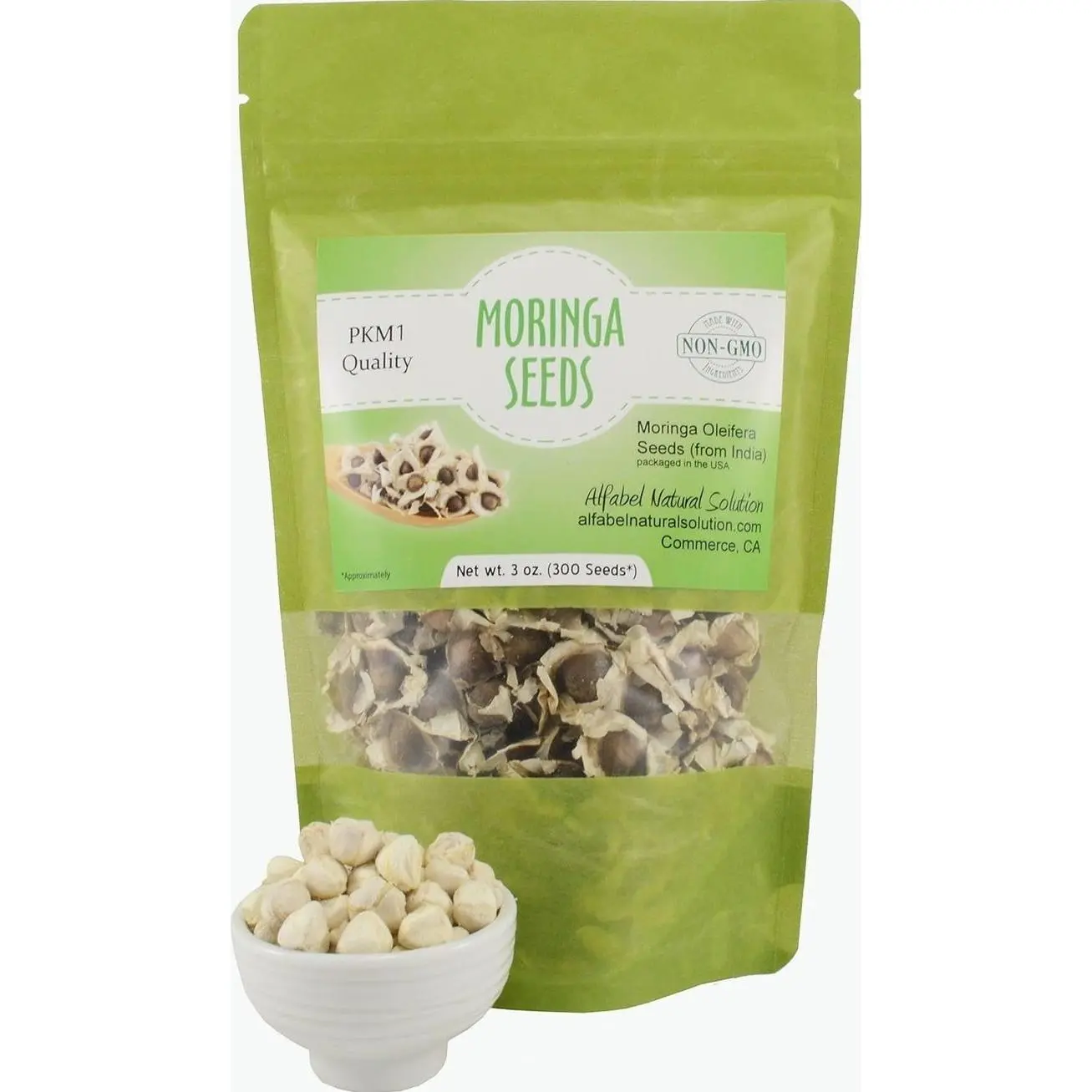 Moringa Oleifera Seeds Non-GMO PKM1 Premium Quality - Organically Grown - 3 oz. - Resealable Stand Up Pouch