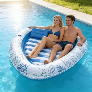 Large Inflatable Adult Pool Lounger Float Boat, Beach Sunbathing Floating Raft, Water Rest Room Floating Bathtub with Drink Holder, Tanning Pool Float