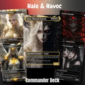 Halo Havoc Anime MTG EDH Deck | 100 Card Custom Proxy Commander | Gothic Cat Art - Proxy EDH
