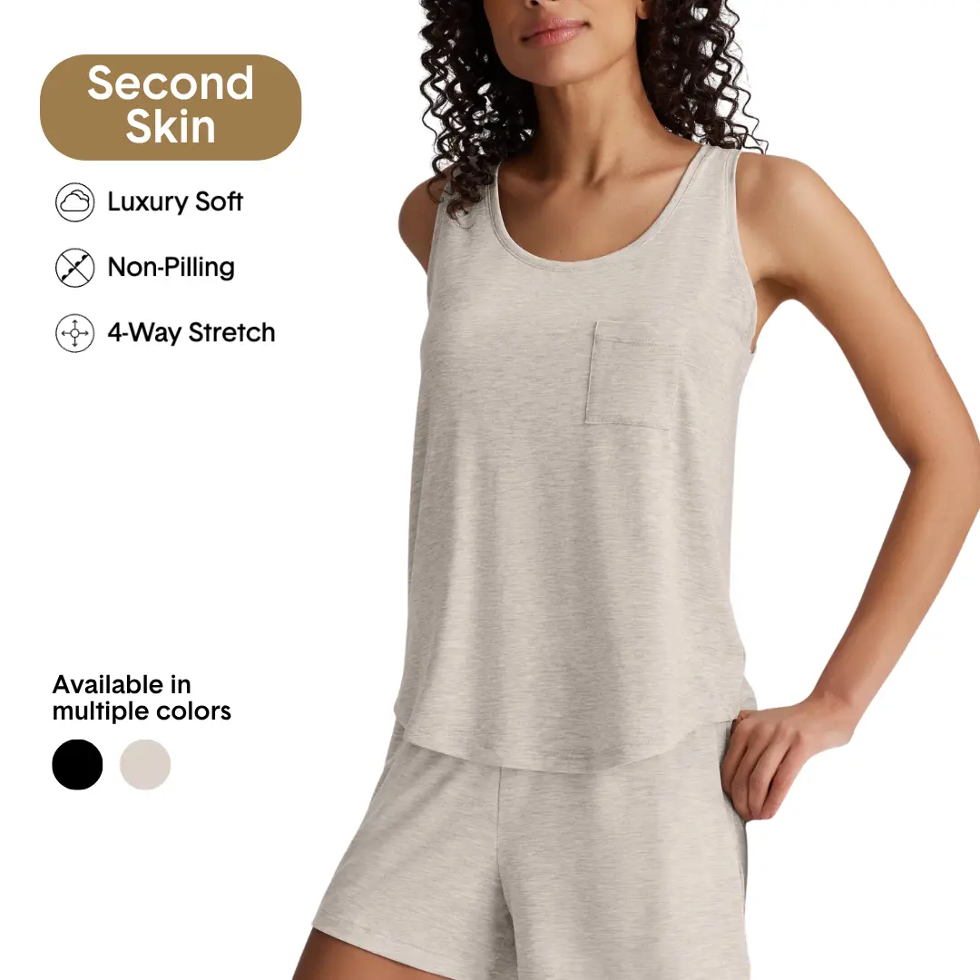 Tommy John Women’s Second Skin Sleep Tank & Short Set | Ultra-Soft Modal Pajama Set | Lightweight Breathable Loungewear, Stretch Fit