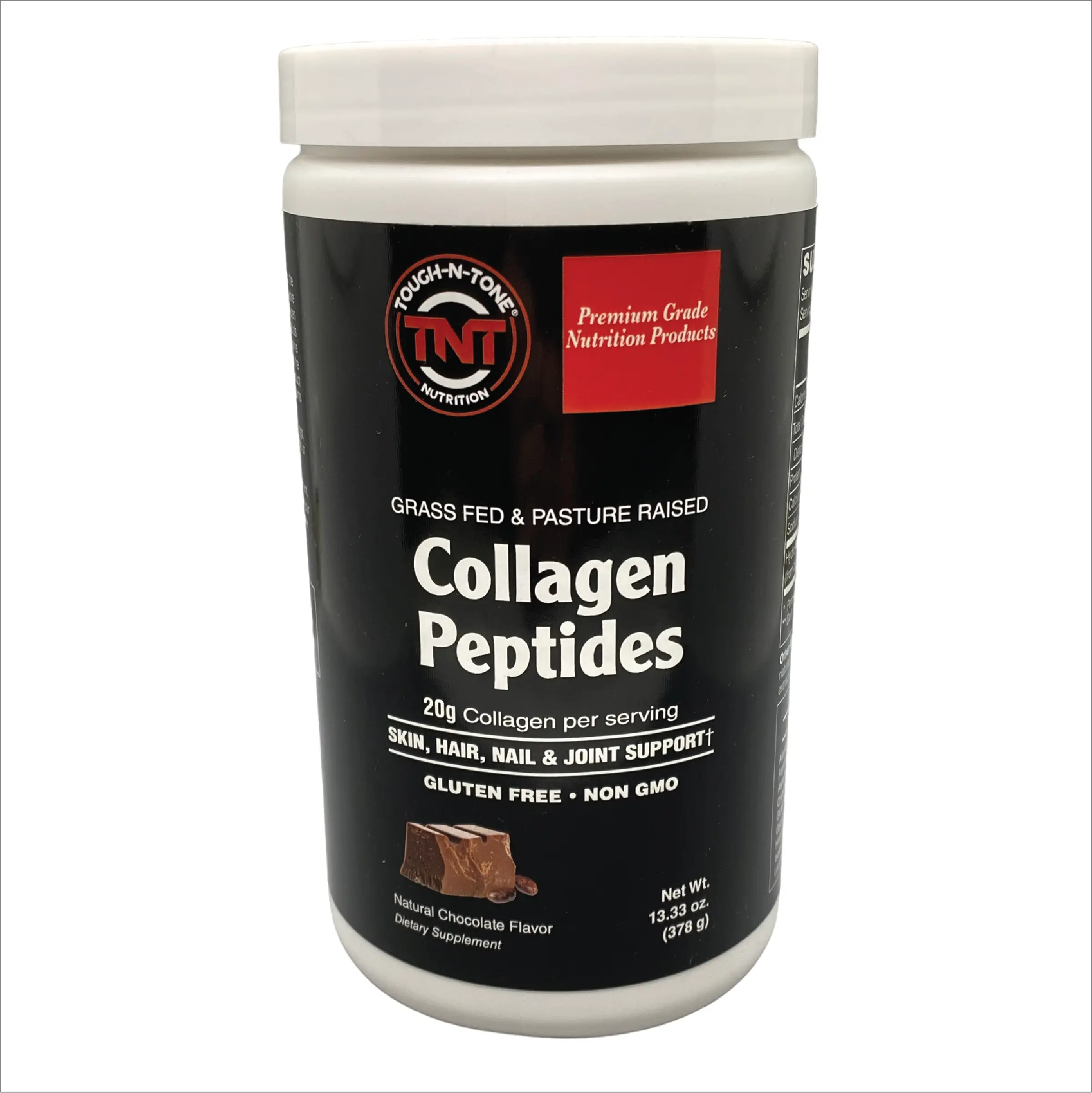 TOUGH-N-TONE Chocolate Collagen Peptides Powder - Premium Grade Natural Adult Fitness Supplement, Non-GMO, Free of Dairy, Gluten & Soy, Amino Acid Nutritional Powder (Jar Included: Yes), Protein