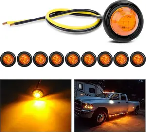 Nilight 10 PCS 3/4” Round Clearance LED Front Rear Side Indicator Bullet Marker Light for Truck RV Car Bus Trailer Van Caravan Boat (12V, Amber) Lightbar, Led Lights Car, Side Markers Underglow Car