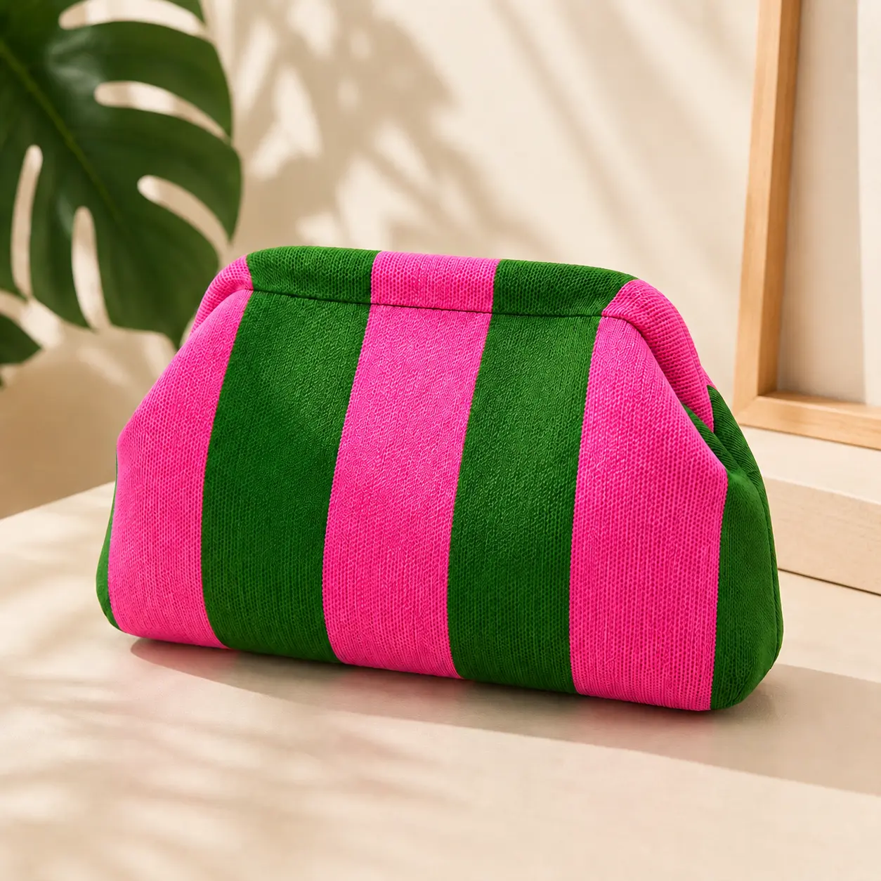Women's Striped Knit Donut Make-Up Bag - Vintage Color-Block Puffy Cloud Clutch, Large Capacity Ruched Compact Multi-Functional Organizer, Aesthetic Travel Pouch Gift, Fits Makeup Products, Bags For Women, Compact Multi-Functional Make-Up Bags