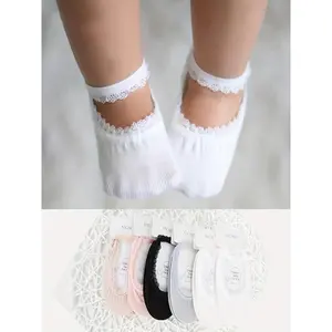 6 Pairs Pack of Lace-up Socks for Girls, Cute Lace Boat Socks for Girls, Lace-up Boat Socks