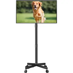 Rolling TV Stand for 23-60 Inch LCD LED Ft Curved Panel Screens TVs, Height Adjustable Mobile TV Stand with Locking Wheels up to 55lbs, Tilting  TV Cart Max VESA 400x400mm
