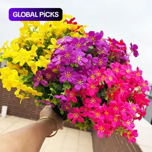 16 Bundles Artificial Flowers for Outdoors Decoration Fake Silk Flowers UV Resistant Faux Plastic Plants for Spring Summer Garden Yard Porch Window Box Home Indoor Outdoor Decor, Mixed Decorative Fake Flower #GLOBAL PICKS