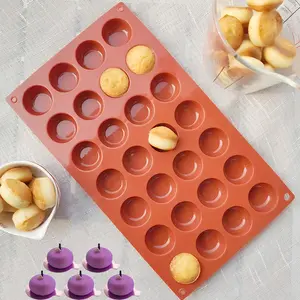 1pc 28-Hole Non-stick Silicone Cylinder Mold, Silicone Baking Mold, Silicone Molds - Create French Desserts, Chocolates, Candies & Mini Cakes - Perfect for DIY Handmade Soap & Glue Drops, Flexible & Reusable, Safe for Delicious Creations