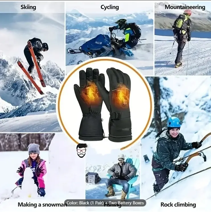 Lithium Battery Heating Gloves, Motorcycle Riding Electric Heating Touch Screen Warm Gloves, Winter Skiing Cold-proof Electric Heating Gloves