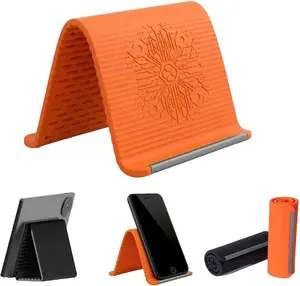 Flexible Silicone Aluminum Phone holder stand, Bendable Rollable Foldable Design, Universal Adjustable Anti-Slip Desktop Mount for Phone Tablet Laptop, Portable Ergonomic Holder for Home Office Travel