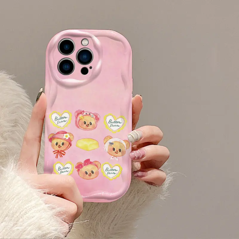 Cute Cartoon Character Butter Bear TPU Handheld Cellphone Case - Customized Creative Design, Enhanced Shockproof Protection, Electronic Accessory for Girls - Compatible with iPhone 16/15/14/13/12/11 Devices, Multi-Model