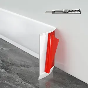 Baseboard Trim, 4 Inch x 20 Feet Flexible Baseboard Molding Trim, Self Adhesive Vinyl Baseboard Cove Base, 1 PCS Utility Knife,White