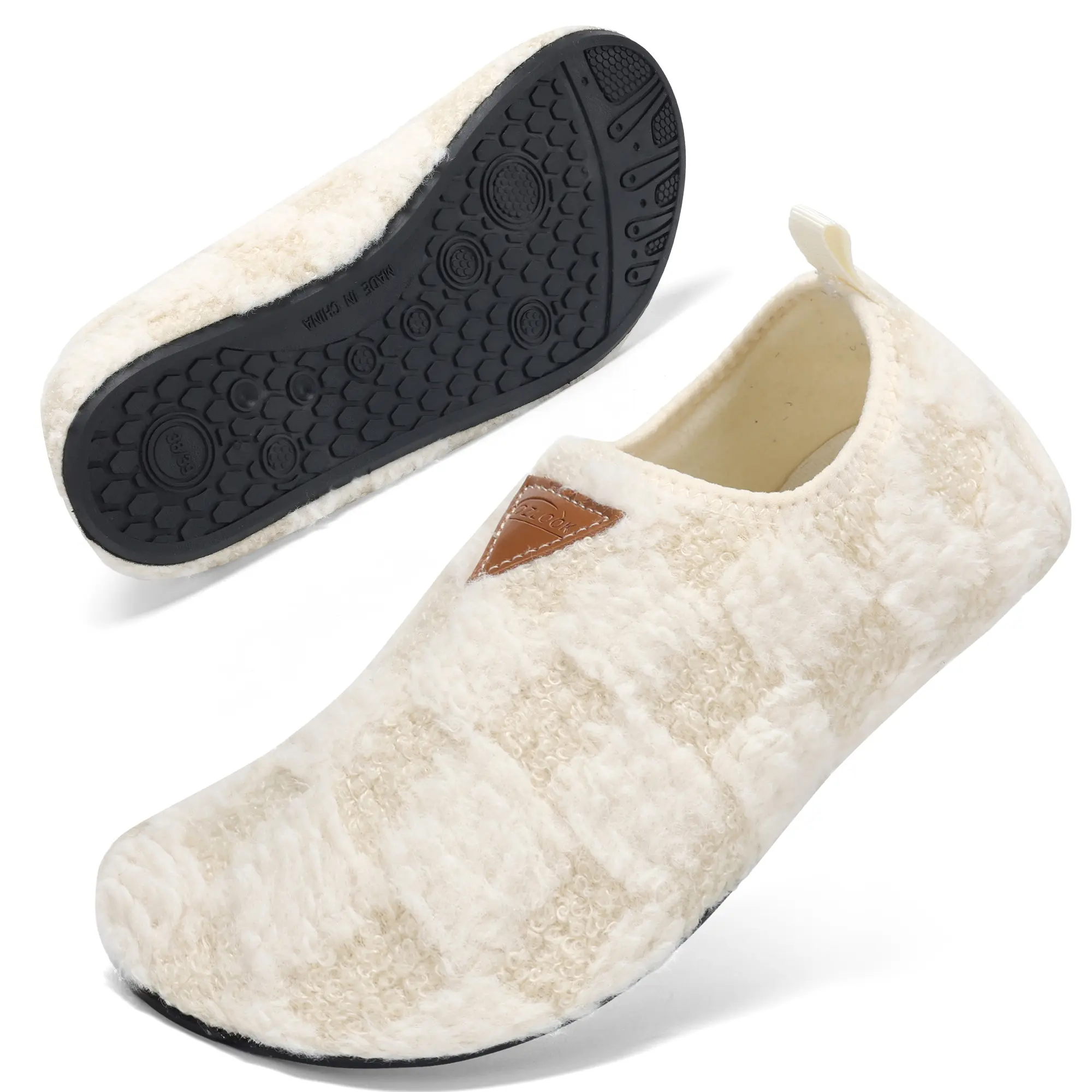 Cozy Fuzzy Slippers for Women, Soft Plush House Shoes, Warm Indoor Bedroom Slippers with Memory Foam Comfort