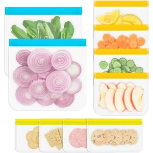 Reusable Storage Bags, 10 Pack Dishwasher Safe Silicone Food Storage Bags with 3 Sizes for Marinate Meats, Sandwich, Snack, Cereal, Back to School Supplies