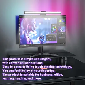 RGB Screen Hanging Light, Gaming Ambient Light, Double Touch RGB Computer Monitor Screen Hanging Light, USB Powered Gaming Screen Eye-care Lamp, Convenient USB Power