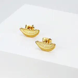 Simple Feather Titanium Steel Earrings Versatile Earrings Personalized Women's Trend Leaf Stainless Steel Stainless Steel Earrings