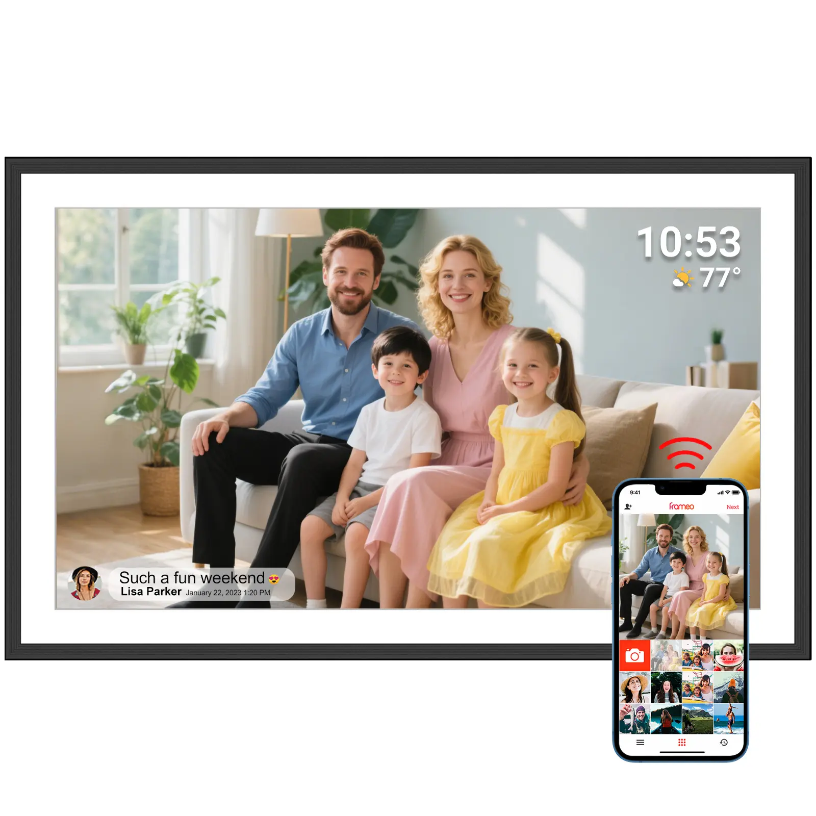 Frameo 15.6" WiFi Digital Photo Frame - Digital Picture Frame 1920x1080 HD IPS Display Touchscreen, 32GB Memory, Auto-Rotate, Wall Mount, Smart Cloud Photo/Video Sharing, Living Room Decor - Gifts for Mom tiktokshopbacktoschool