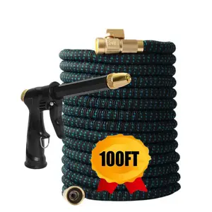 High-Pressure Garden Hose Set - 3x Expandable Retractable Design - Portable Garden Hose - Durable Rubber Material - American Standard Connector - Suitable for Outdoor Home Cleaning and Car Washing - Multifunctional Garden Tool Kit - Garden Hose Jet