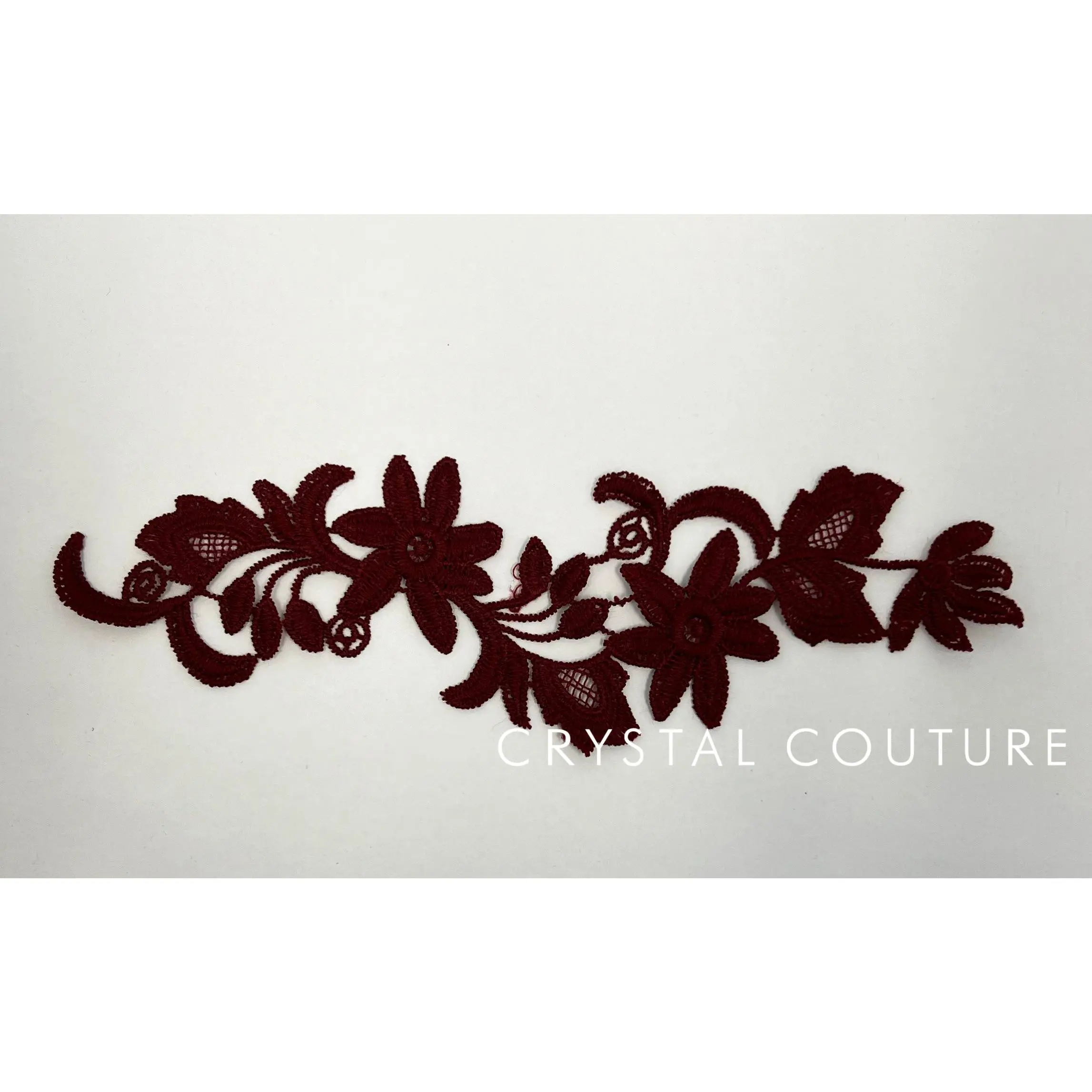 Burgundy Embroidered Floral Applique