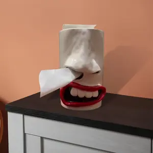 Resin Nose Tissue Box Cover, Funny Desktop Napkin Holder, Novelty Nostril Creative Facial Tissue Dispenser, Office Home Tabletop Decoration