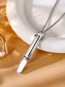 Breathing Necklace Stainless Steel Detachable Core Anxiety Relief Pendant, Stress Reduction Jewelry for Men Women, Daily Wear Gift