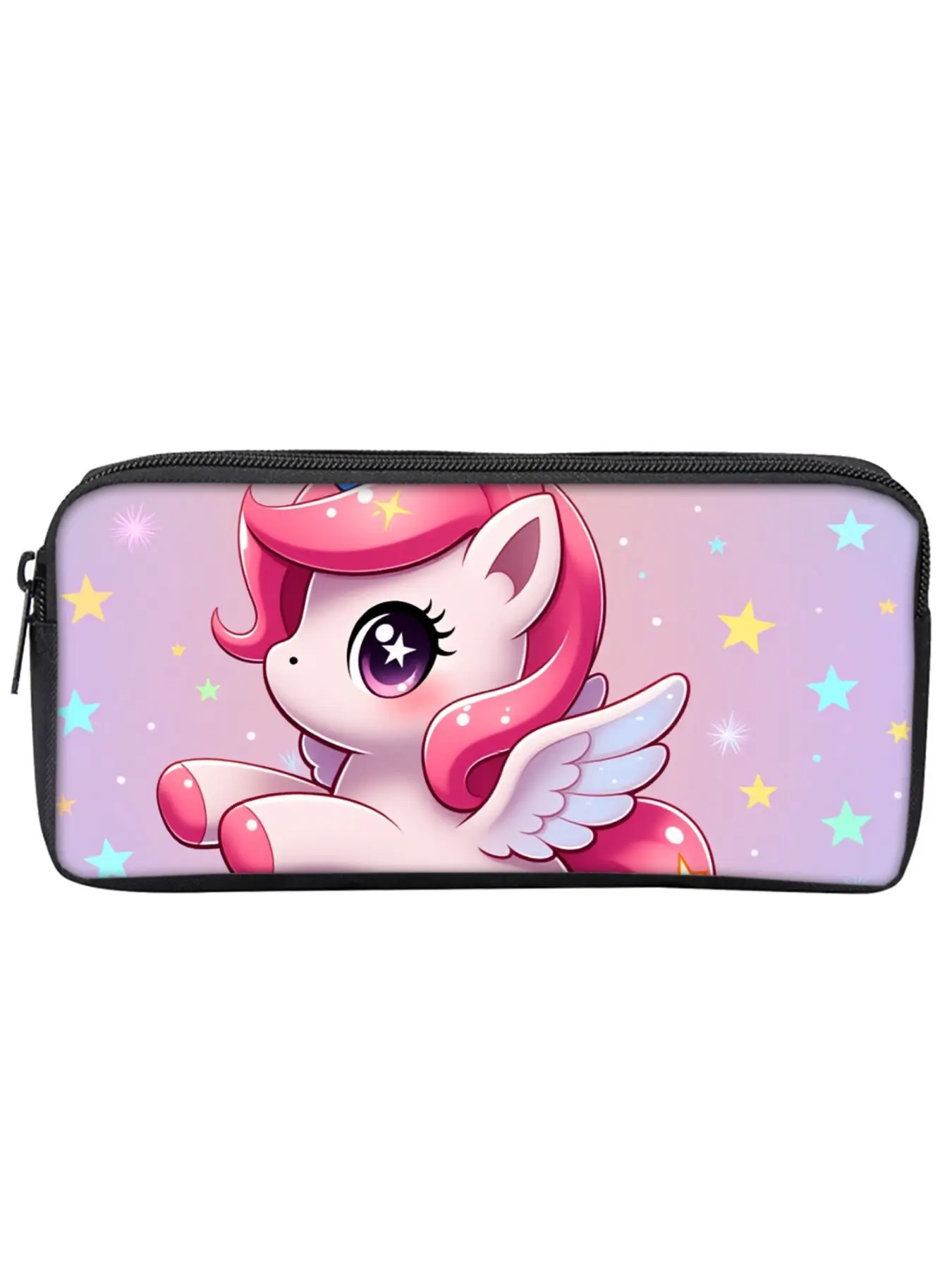 Single-layer pencil case with unicorn and pony print