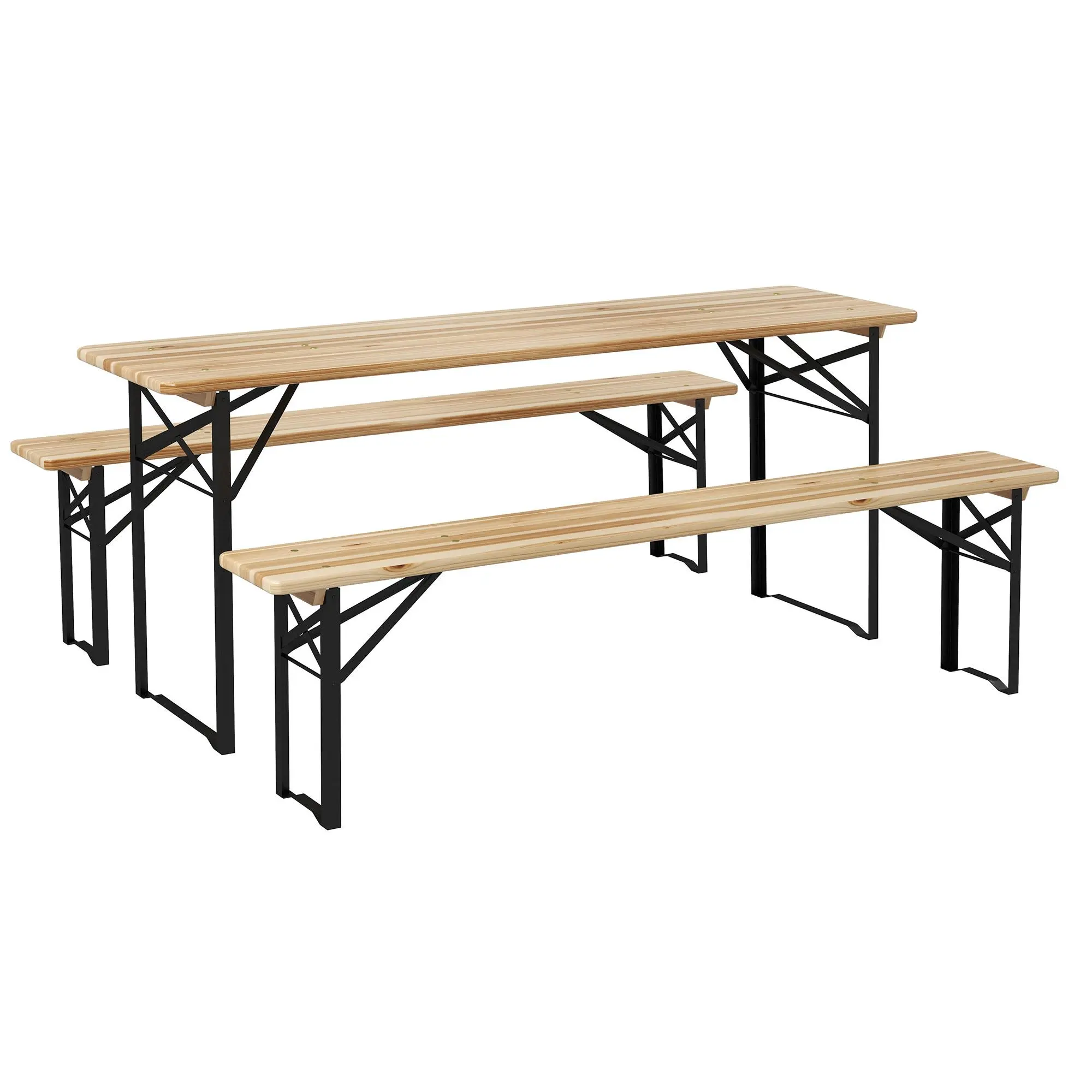 Outsunny 6' Portable Wooden Folding Picnic Table & Bench Set - Classic Heavy Duty Patio Furniture, Multi-Seat Indoor-Outdoor Use for Birthdays, Camping, Sturdy Construction Table, Heavy Duty Table