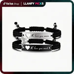 Heart Matching Couples Bracelets - Adjustable Braided I Love My Boyfriend Girlfriend Long Distance Bracelets, Lovers His Hers Relationship Promise Bracelet Jewelry Anniversary Christmas Birthday Gifts