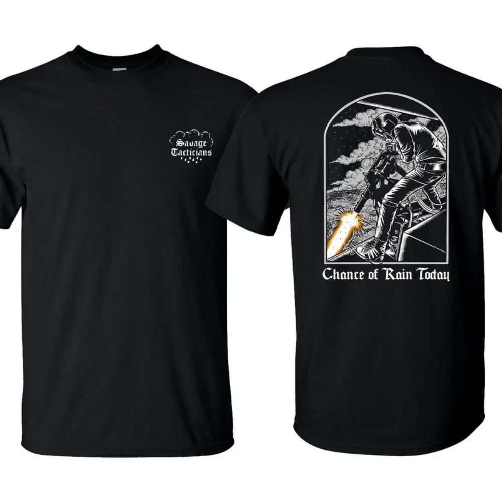 Chance of Rain Shirt Unisex Short Sleeve, Casual  Cotton, Army Military Menswear, Gun Shirt Tactical Gear, Good Graphic Shirt, Made In USA.