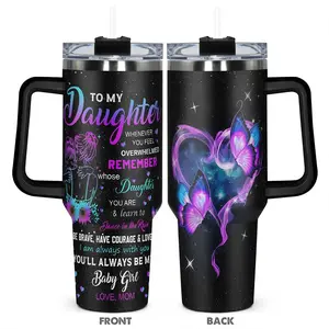 40oz Tumbler, 1 Count Stainless Steel Cup with Handle, Double Layer Insulated, Gift for Daughter from Mother, Gift for Any Occasion, Drinkware, Insulated Water Bottle