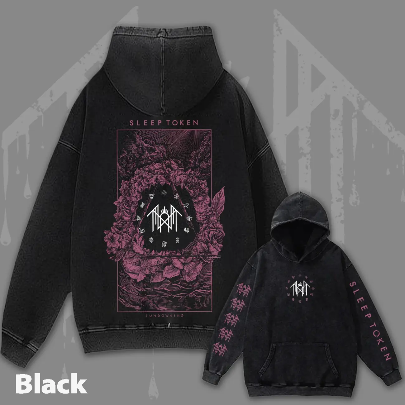 Oversize acid wash Sleep Token T-shirt, Hip hop graphic tee, Fan wash sweatshirt, Concert hoodie shirt 15225MT27 5NU