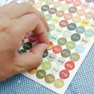 Round Multi-color Number Label Sticker, 4 Counts/set Diamond Arts Colorful Painting Accessory Storage Box Bottle Label, DIY Diamond Arts Colorful Painting Tool