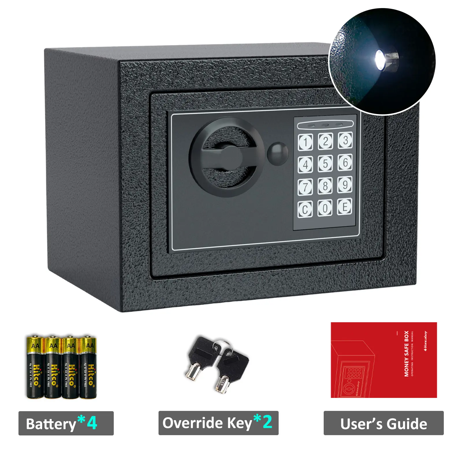 Limited-Time Deal: Compact Versatile Lock Safe - Electronic Lock, Heavy-Duty Steel, Hidden Key, Metal Enclosure - 9x6.6x6.5 In, Includes Battery & Keys, Ideal for Home & Office Valuables Protection, Electronic Lock Safes, Heavy-Duty Steel Safes