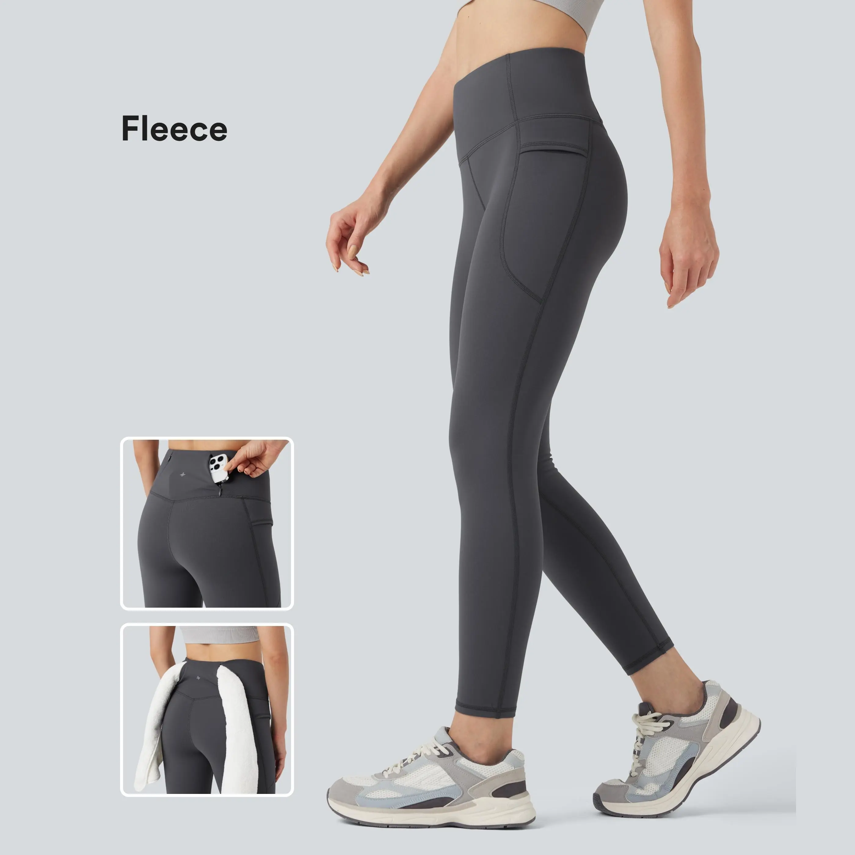 Halara High Waisted Fleece 7/8 Hiking Leggings with Pockets Halara High Waisted Fleece 7/8 Hiking Leggings with Pockets