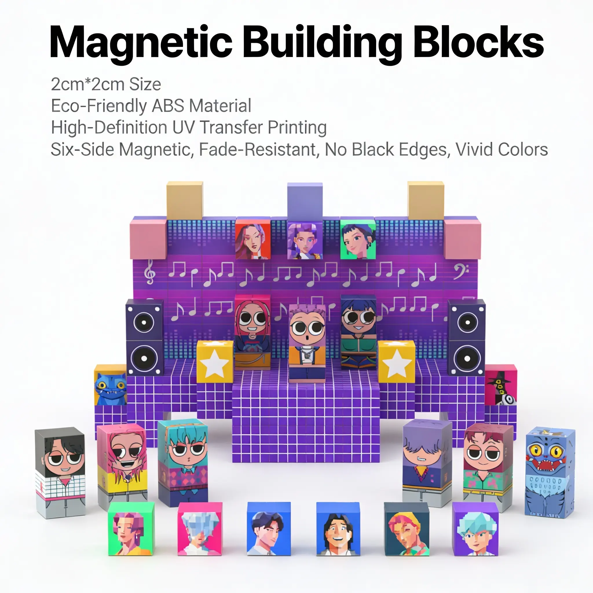 Ships in 24Hours K-Pop Hunter Girl Magnetic Building Blocks for Kids Children’s stage magnetic building blocks cute and cool “witch girl group” anime toy; birthday gift, children’s gift