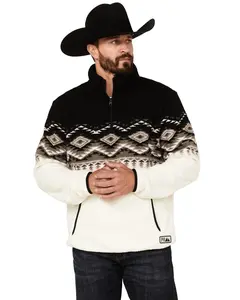 Powder River Outfitters Men's By Panhandle Southwestern Print Zip Pullover - Dm91c01825