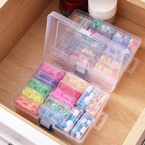 Transparent Plastic Storage Box Set, 1 Piece 12-Grid Small Box + Large Box, Data Cable Organizer, Earphone Holder, Art Beads Container, Accessories Box