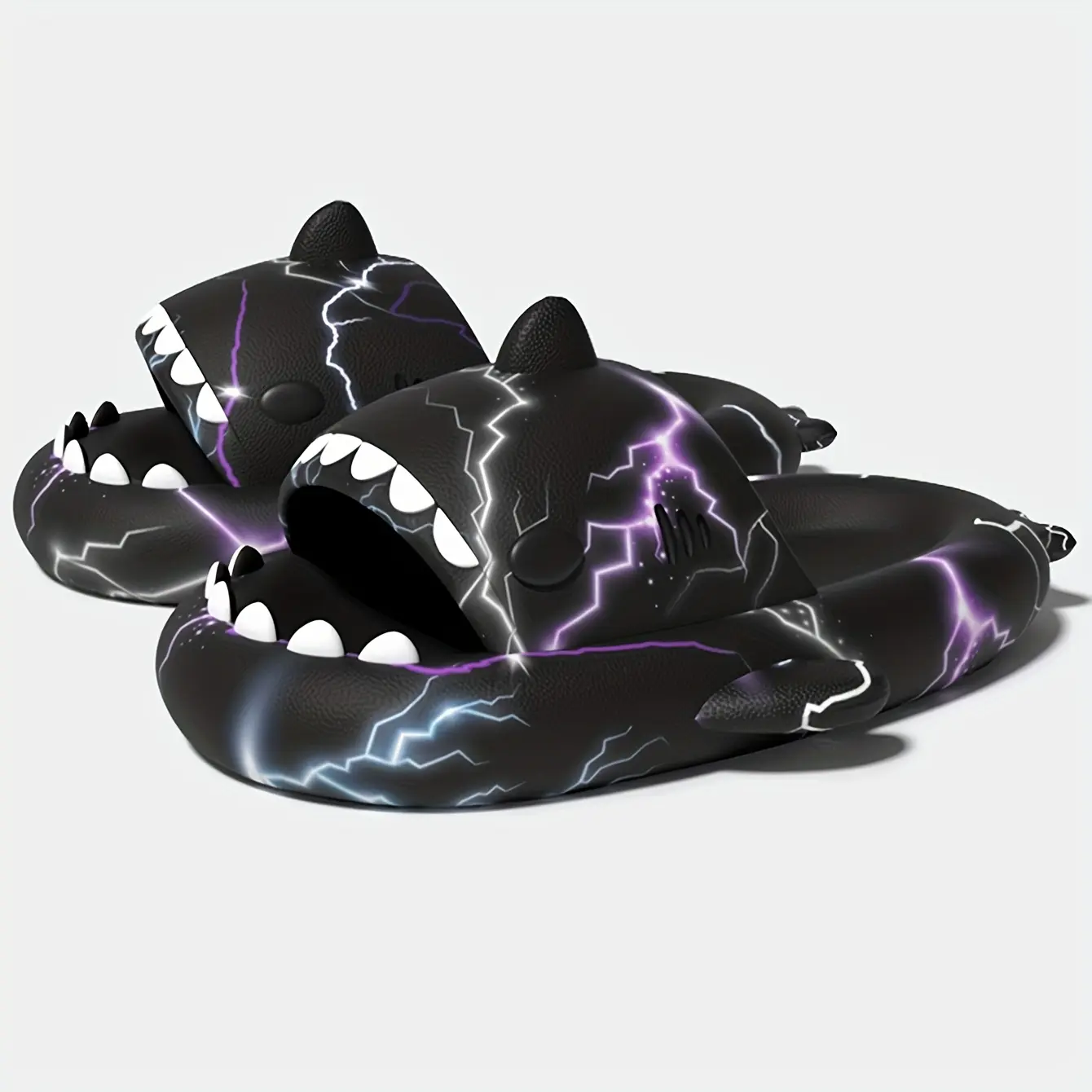 Men's Lightning Pattern Slip On Slides, Casual EVA Sandals with a Soft, Anti-Odor, Non-Slip Sole for Summer & Indoor Wear