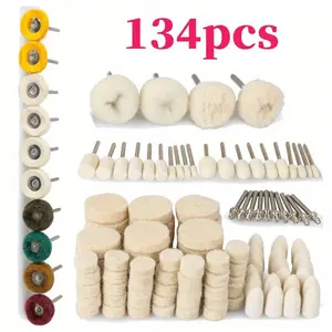 Pack of 134 Polishing Buffing Wheel Polishing Kit Compatible with Dremel,Polishing Wheel Rotary Tool Accessories with 1/8" Shank,Abrasive Wheel Buffing Polishing Wire Brushes Wool Felt Cotton Mounted,Summervibes