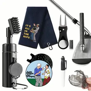 Golf Club Cleaning Kit with Golf Club Cleaner with Water Golf Towel Divot Repair Tool Groove Sharpener Golf Ball Alignment Kit Complete Golf Cleaning Kit Golf Accessories for Women Men, Creative Happy Gilmore Christmas Gift For Golf Lovers