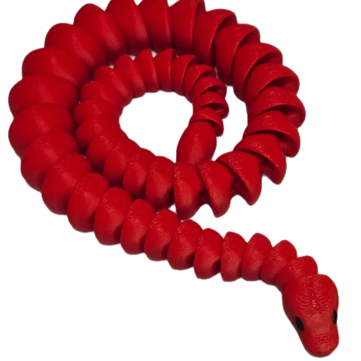 Articulate Ball Python 3D Print - Red Color, Flexible Design, Ideal for Collectibles and Decoration