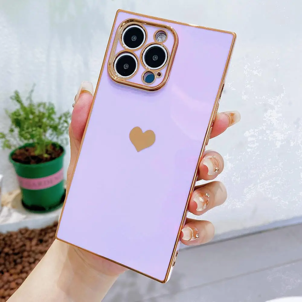 Solid Color Heart Decor Phone Case, 1 Count Anti-fall & Anti-fingerprint Phone Case, Shockproof Wear-resistant Phone Cases for iPhone X 11 12 13 14 15