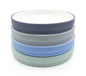 Elk and Friends Kids 7.8” Porcelain White Plates with Silicone Sleeves | Suitable for Babies/Toddlers | Microwave & Dishwasher Safe | Non Slip Dinnerware | Snack Dishes