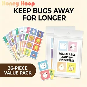36-pack cute animal & insect repellent stickers for kids and adults. DEET-free, long-lasting protection, easy to stick on clothes, backpacks and chairs. Perfect for outdoor camping, hiking and picnics.