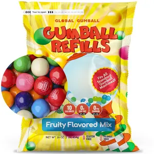 Gumballs for Gumball Machine - 0.5 Inch Mini Gumballs  - Gumball Machine Refills - 1 LB Chewing Gum - Fruit Flavored Bubble Gum