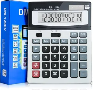 12-Digit Desktop Calculator -  LCD Display with Big Buttons for Office &  Use, Dual Power (Solar & )