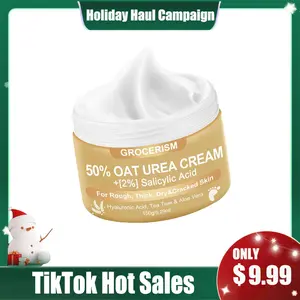 Grocerism 50% Urea Cream with Oat Extract for Sensitive Skin | Foot & Hand Cream with 2% Salicylic Acid, Hyaluronic Acid, Tea Tree & Aloe Vera，for Deep Hydration, Callus Removal, Beneficial for Cracked Heels and Hands 5.29 oz#TikTokShopHolidayHaul