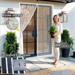 AIYYIPA Summer Magnetic Mesh Door Curtain - Insect-Free Homes with This Modern Screen Door, Heavy Duty Fiberglass, Hands-Free & Pet Scratch-Resistant, Suitable for Home, Balcony And Garage Use, Privacy Screen | Easy installation