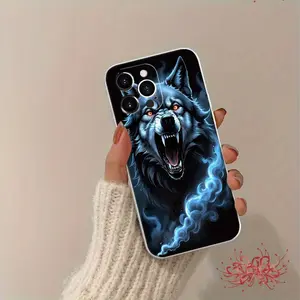 Fierce Wolf Mystic Art Element-design phone case, suitable for iPhone models 16, 15, 14 Pro Max, 13, 12, 11, XR, XS Plus phone cases, made of TPU silicone material, providing shock and drop protection, with drop protection function, and has a very good ha